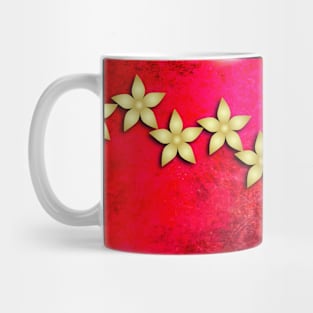 Spectacular gold flowers in red and black grunge texture Mug